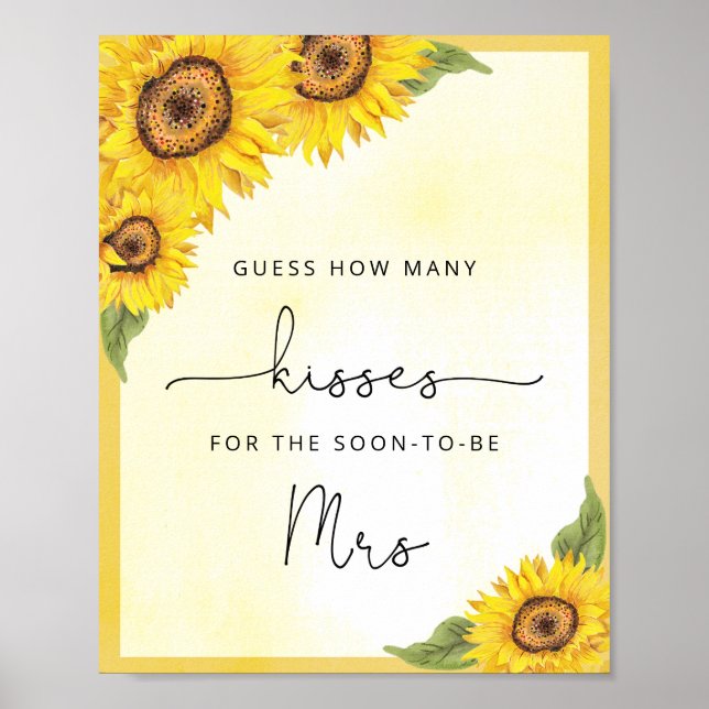 How many kisses for soon to be Mrs shower sign (Front)