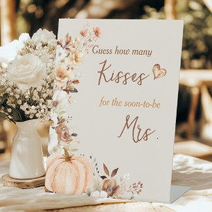 How Many Kisses Game Fall Bridal Shower Pedestal Sign