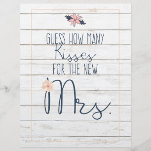How Many Kisses Navy Blush Bridal Shower Game