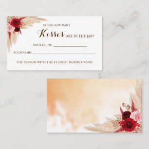 How Many Kisses Pampas Bridal Shower game card