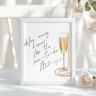 How many kisses Pearls and Prosecco Bridal shower Poster