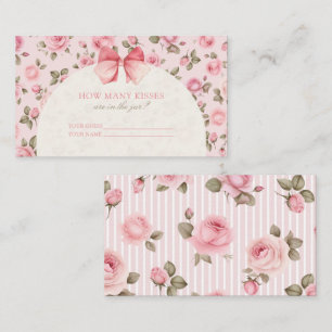 How Many Kisses Pink Rose Bridal Shower Enclosure Card