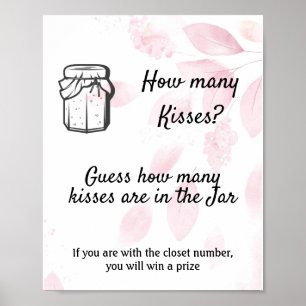 How many Kisses? - Pink Watercolor Poster