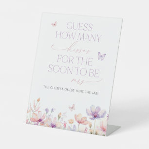 How Many Kisses Sign Bridal Shower Game Butterfly