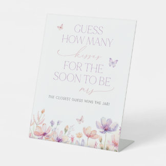How Many Kisses Sign Bridal Shower Game Butterfly