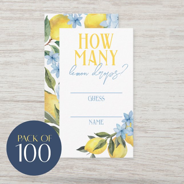 How Many Lemon Drop Party Game Guess Cards (100 How Many Lemon Drops Game Guess Cards. For Main Squeeze bridal shower / Little Lemon baby shower)