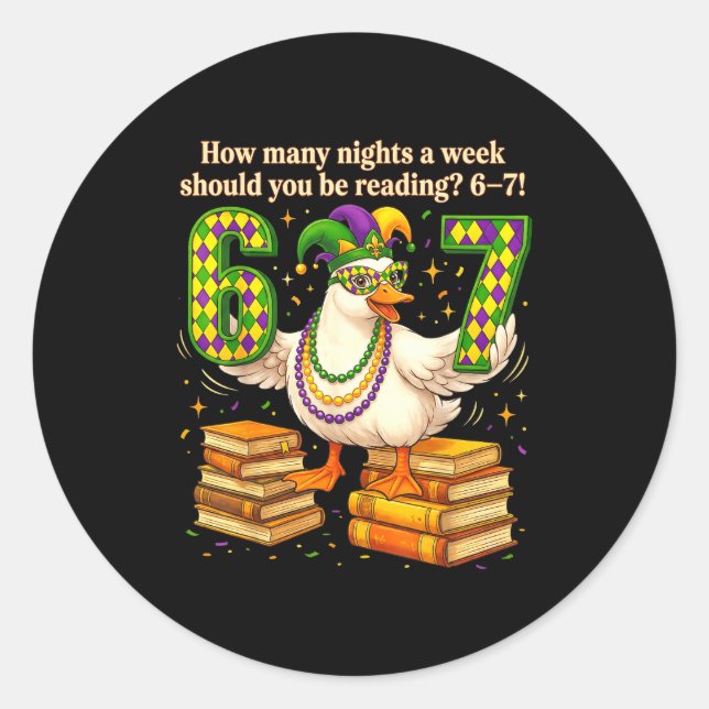 How Many Night A Week Should You Be Reading 67 Tea Classic Round Sticker (Front)