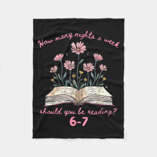 How Many Nights Reading 67 Meme Floral Book Lover  Fleece Blanket