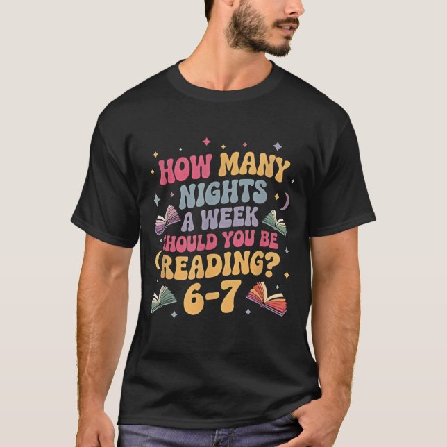 How Many Nights Reading 67 Meme Six Seven Teacher  T-Shirt (Front)