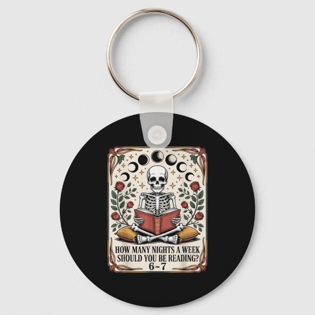 How Many Nights Reading Meme 6 7 Funny Book Lover  Key Ring (Front)