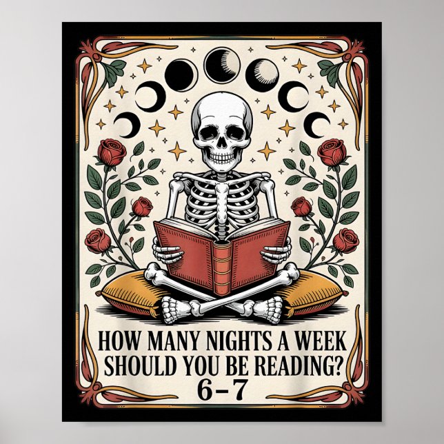 How Many Nights Reading Meme 6 7 Funny Book Lover  Poster (Front)