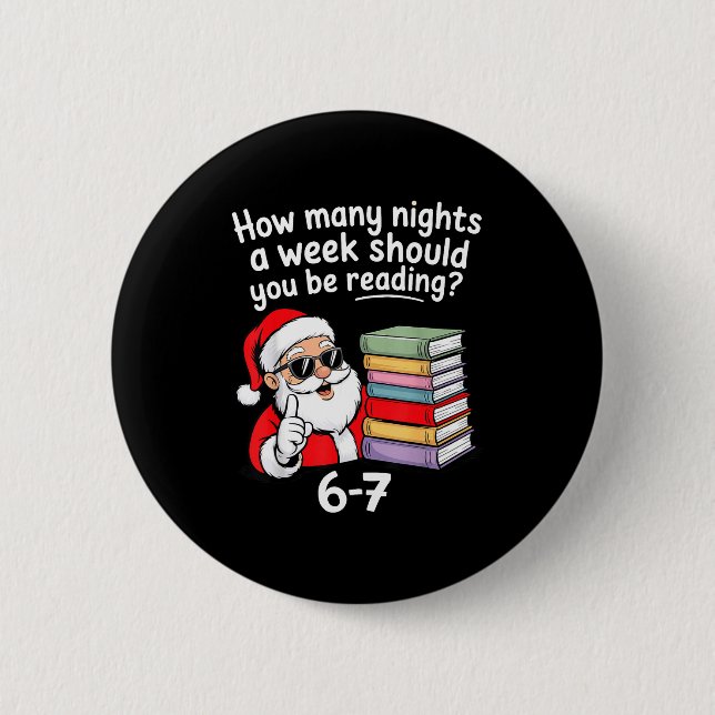 How Many Nights Reading Teacher 67 Christmas Six S 6 Cm Round Badge (Front)