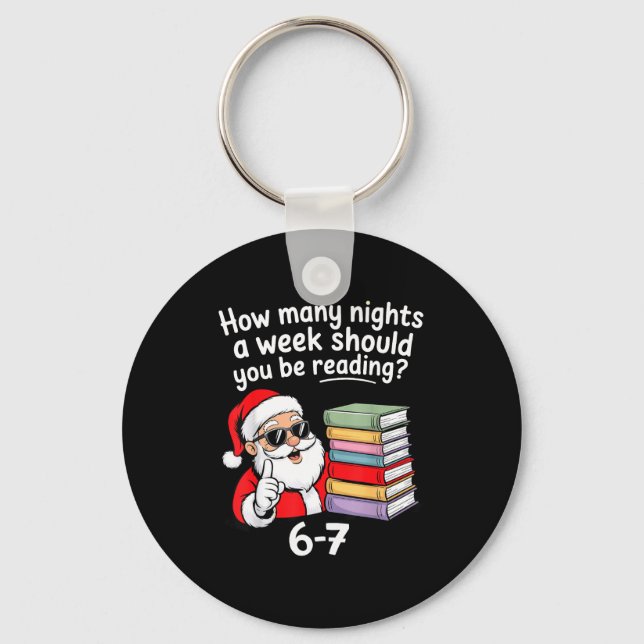 How Many Nights Reading Teacher 67 Christmas Six S Key Ring (Front)
