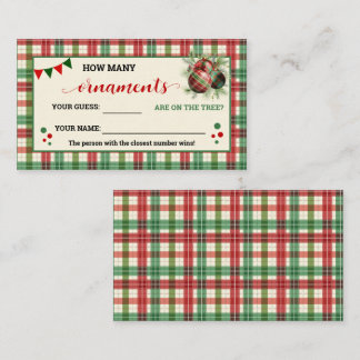 How Many Ornaments Game Christmas Plaid Card