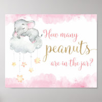 How many peanuts pink gold elephant baby shower
