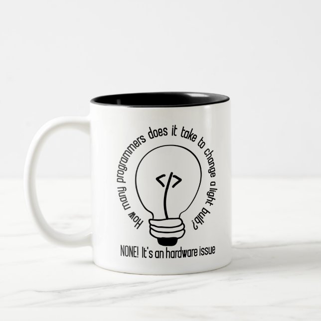 How many programmers does it take to change a ligh Two-Tone coffee mug (Left)
