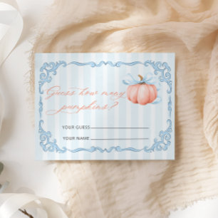 How many Pumpkins Blue Bow Baby Shower Enclosure Card