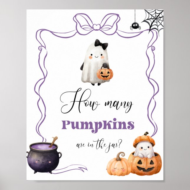How many pumpkins Halloween purple Bow Poster (Front)