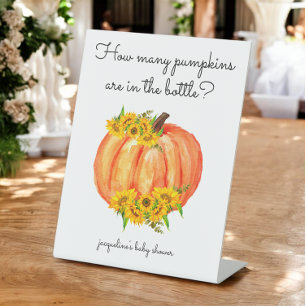 How many Pumpkins in Jar Baby Shower Pedestal Sign