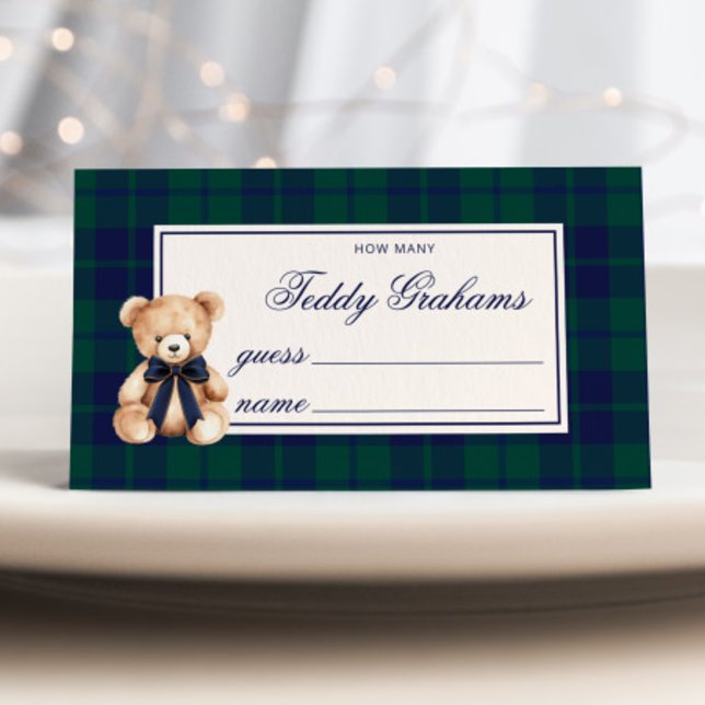 How Many teddy grahams Teddy Bear Red Plaid Enclosure Card (Creator Uploaded)