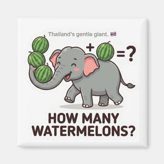 How Many Watermelons? Elephant Math Game Magnet (Front)