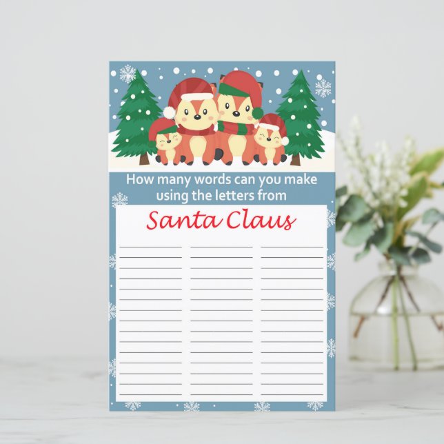 How many words can you make from Sanda Claus (Standing Front)