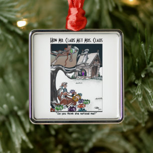 How Mr. & Mrs. Claus Met Ceramic Square Ornament