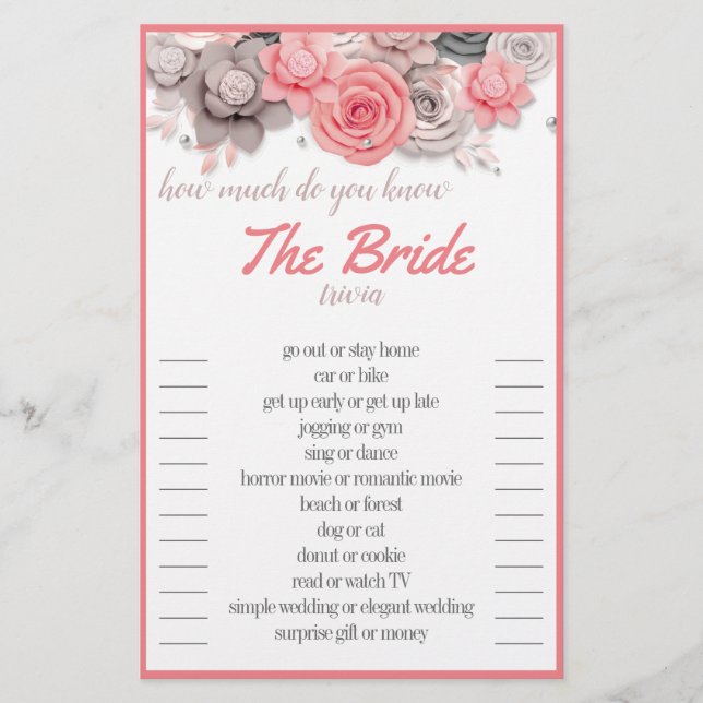 How much do you know The Bride Trivia Card (Front)