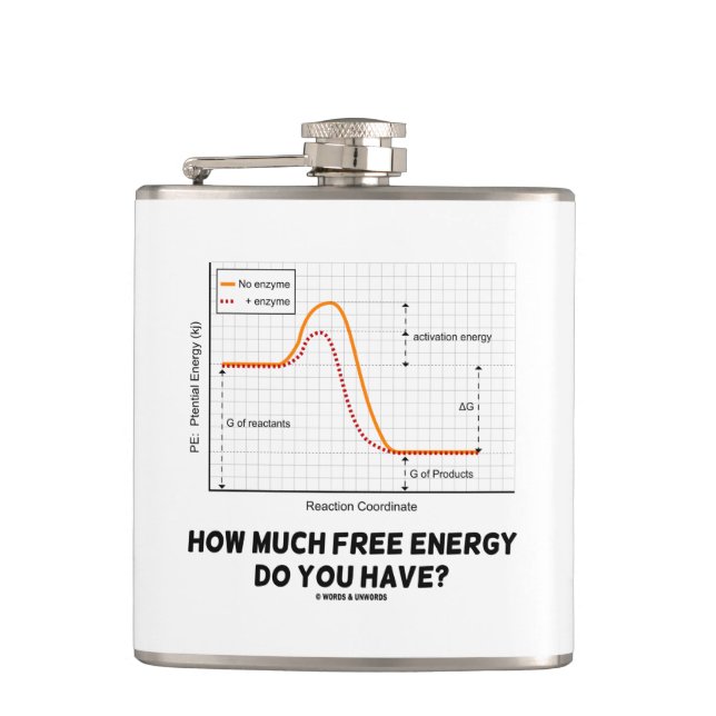 How Much Free Energy Do You Have? Chemistry Humour Hip Flask (Front)