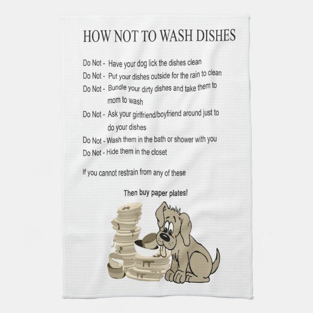 How Not To Wash The Dishes Teatowel Tea Towel (Vertical)