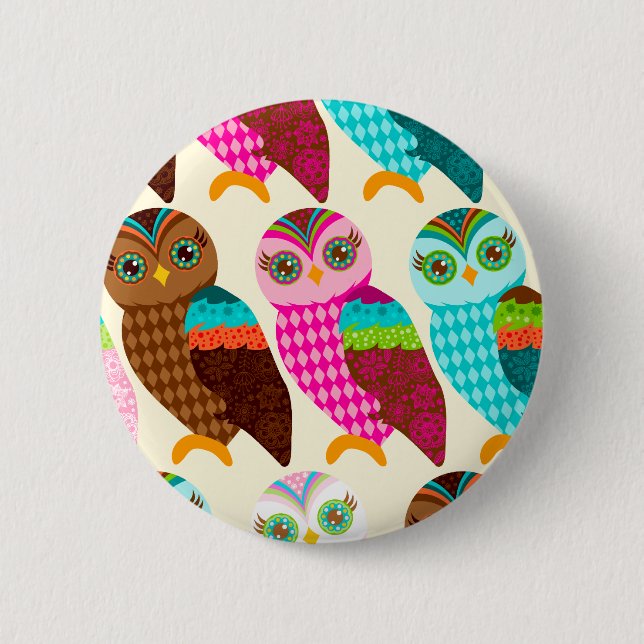 How Now Little Owls? 6 Cm Round Badge (Front)