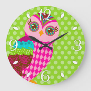 How Now Pink Owl Wall Clock