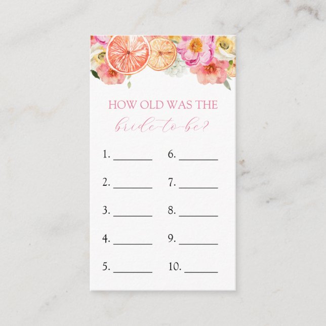 How Old is the Bride to Be game card (Front)