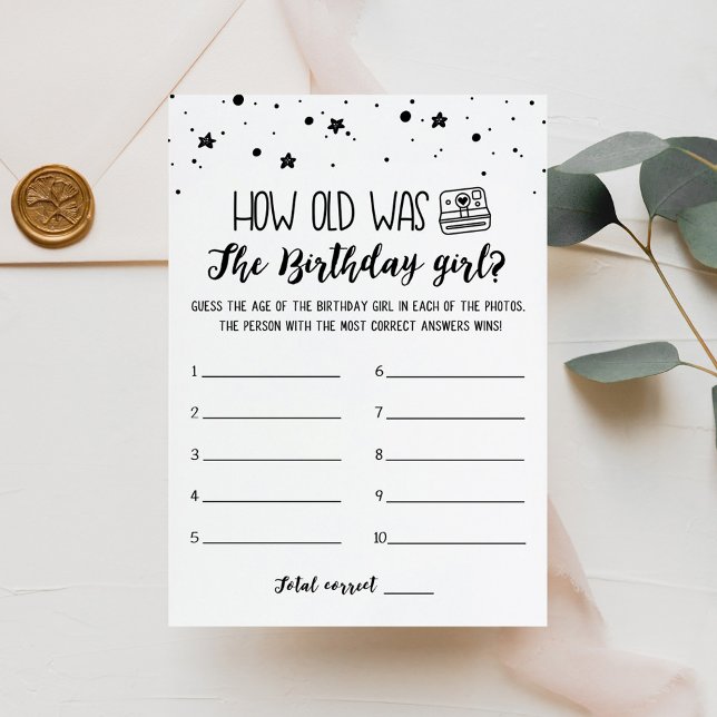 How old was Birthday girl Game Card (Creator Uploaded)