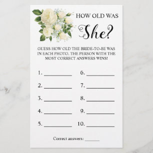 How old was She? White Rose Game Card