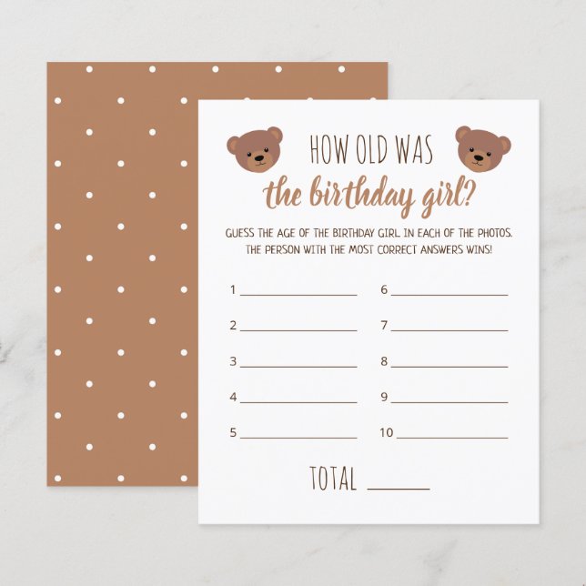 How Old Was the Birthday Girl Photo Game (Front/Back)