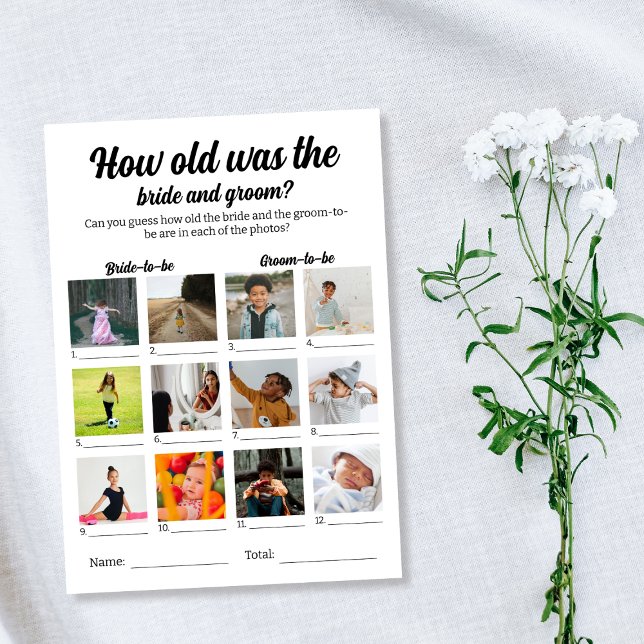 How Old Was The Bride And Groom Photo Wedding Game Card (How Old Was The Bride And Groom Photo Wedding Game Card)