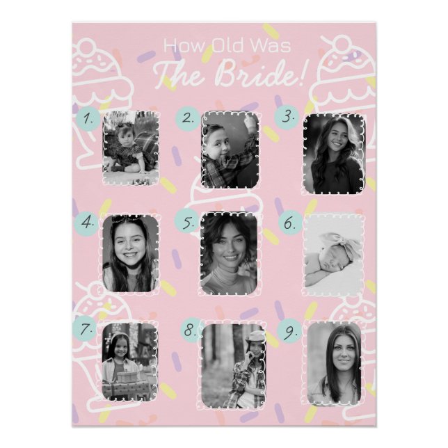How Old Was the Bride? Bridal Shower Guessing Game Poster (Front)