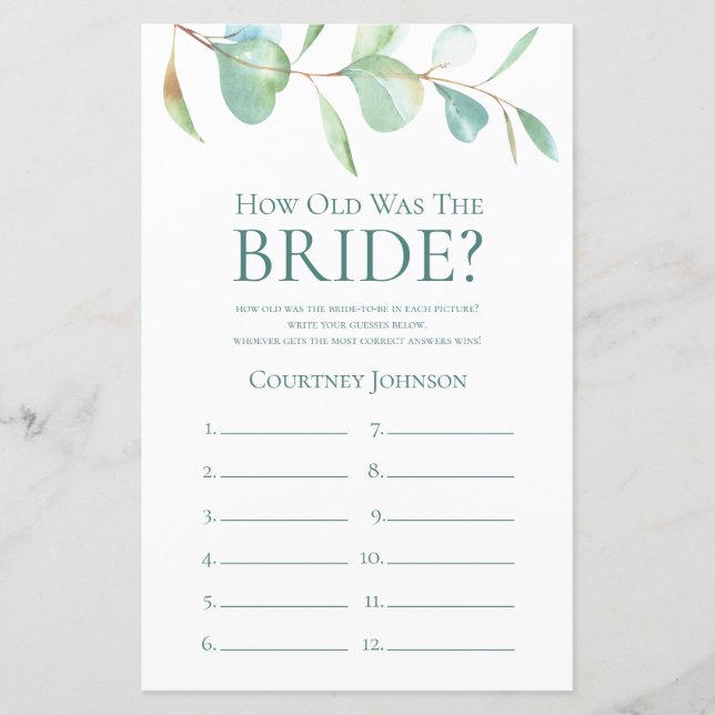 How Old Was The Bride Eucalyptus (Front)