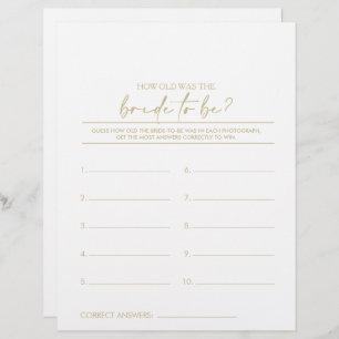 How Old Was the Bride-To-Be Bridal Shower Game