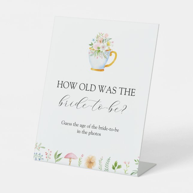 How Old was the Bride to Be Bridal Shower Game Pedestal Sign (Front)