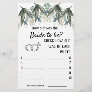 How old was the Bride to be? Flowers - Game Flyer