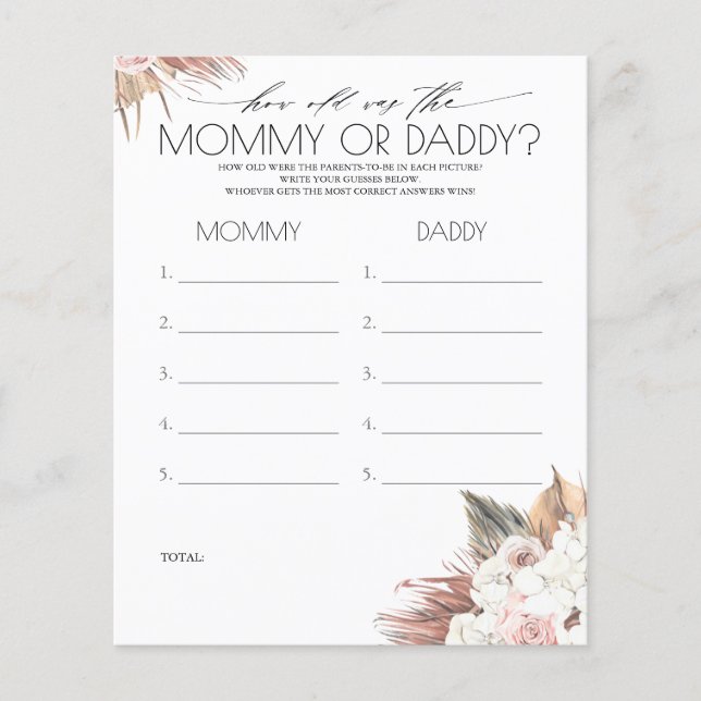 How Old Were Mum And Dad Photo Game Baby Shower (Front)