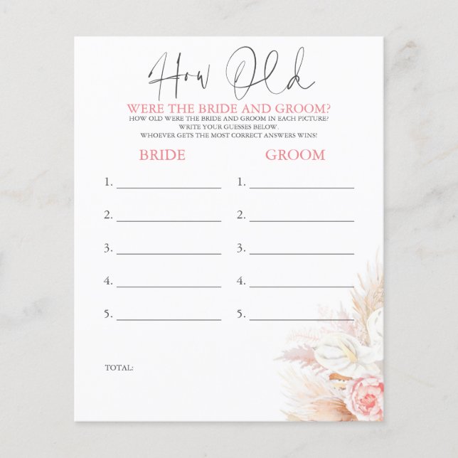 How Old Were The BRIDE AND GROOM Game (Front)