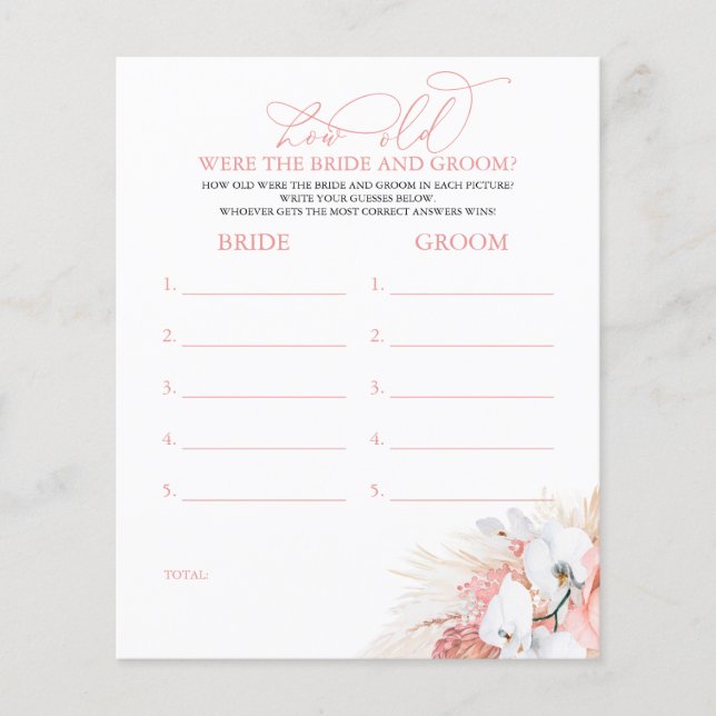 How Old Were The BRIDE AND GROOM Game (Front)