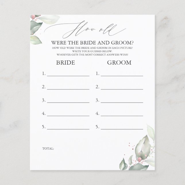 How Old Were The BRIDE AND GROOM Game (Front)