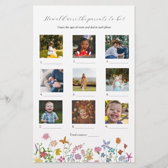 How Old Were They Baby Shower Game (Front)