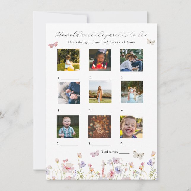 How Old Were They Baby Shower Game Card (Front)