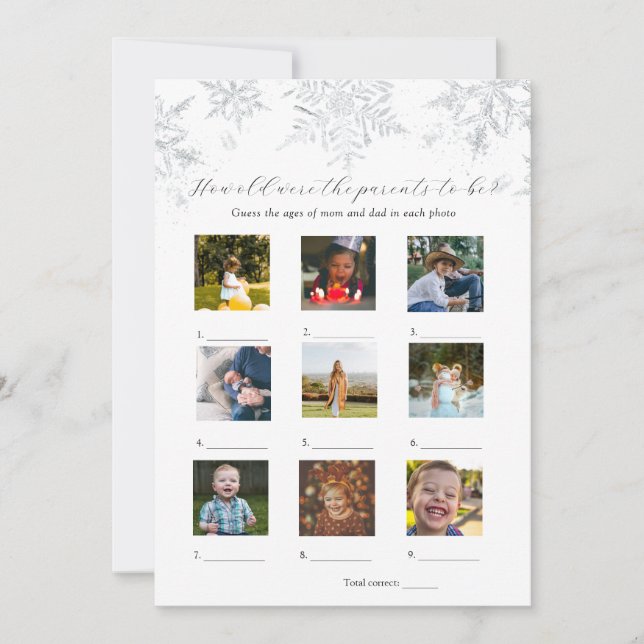 How Old Were They Baby Shower Game Card (Front)