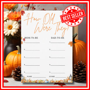 HOW OLD WERE THEY Baby Shower Game Little Pumpkin Invitation